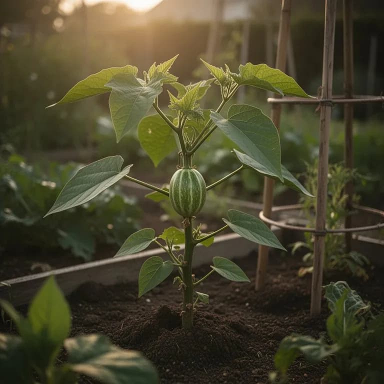 Dichte dreilappige, flaumige Blätter von Passiflora mollissima bedecken eine Spalierstruktur
