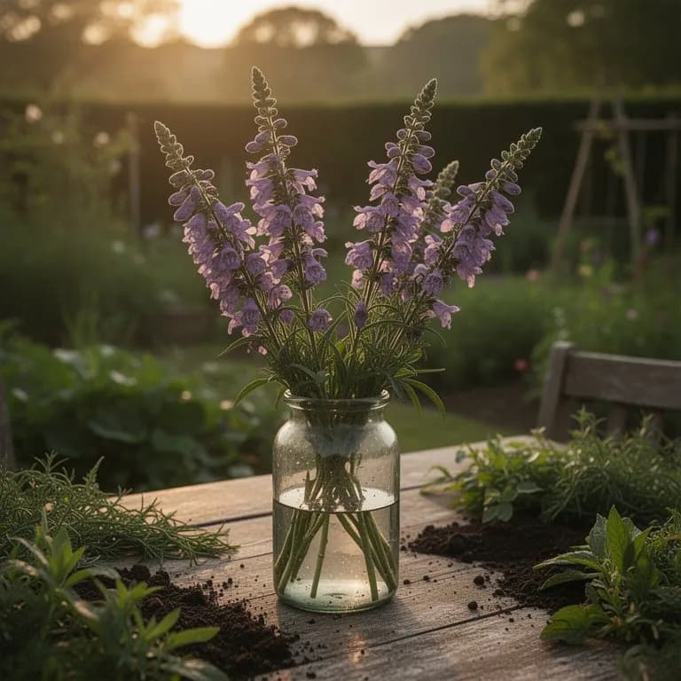Getrocknete Penstemon-Samenkapseln bereit zur Ernte
