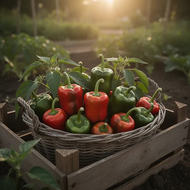Leuchtend rote reife Kirschpaprika hängen in Trauben an der Pflanze