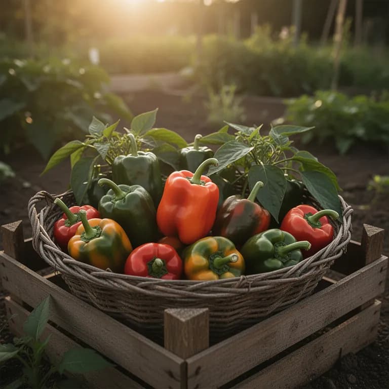 Bright red ripe rocoto peppers hanging from a mature plant with dark purple-black stems
