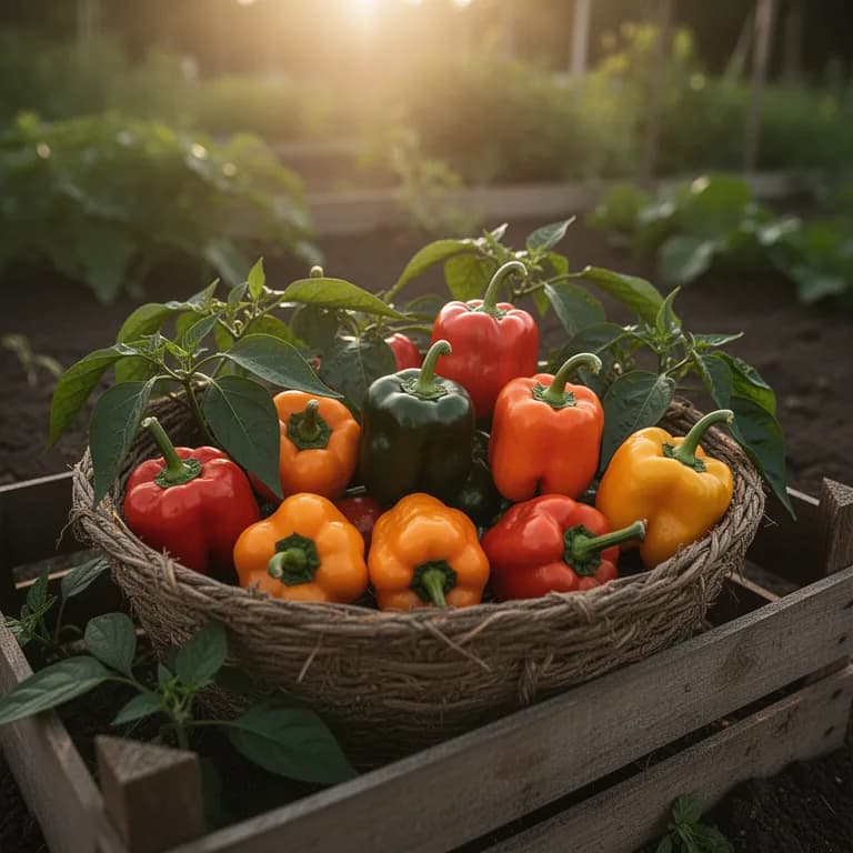 Bright yellow and orange ripe Scotch Bonnet peppers clustered on a healthy plant