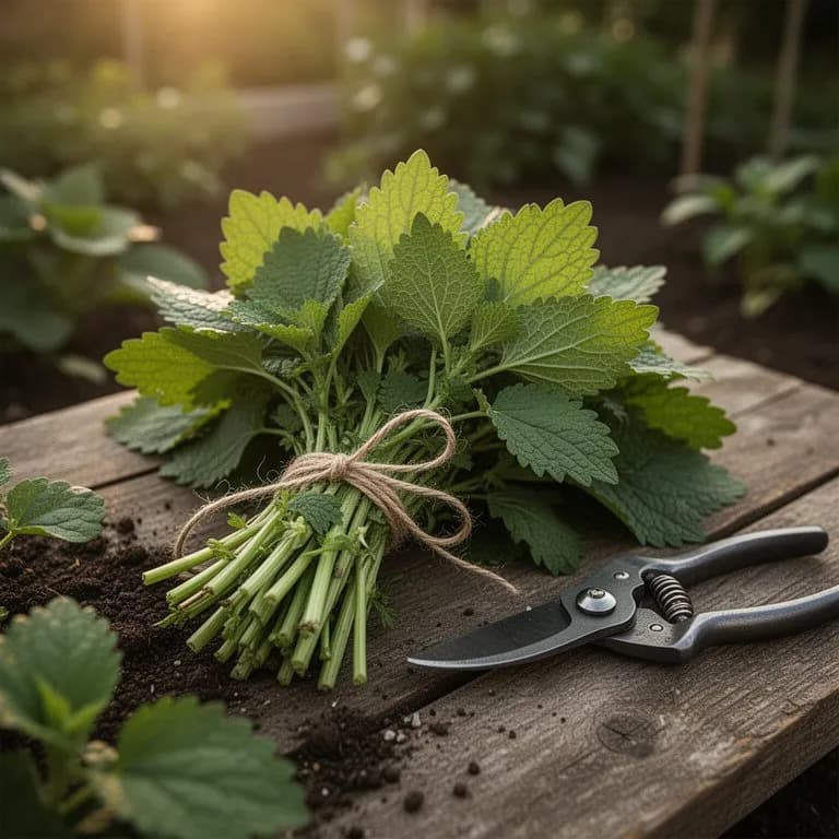 Freshly harvested green perilla leaves in a basket