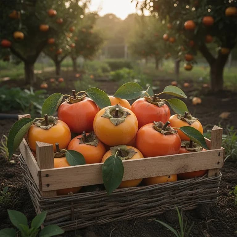 Reife Amerikanische Kaki-Frucht in Nahaufnahme