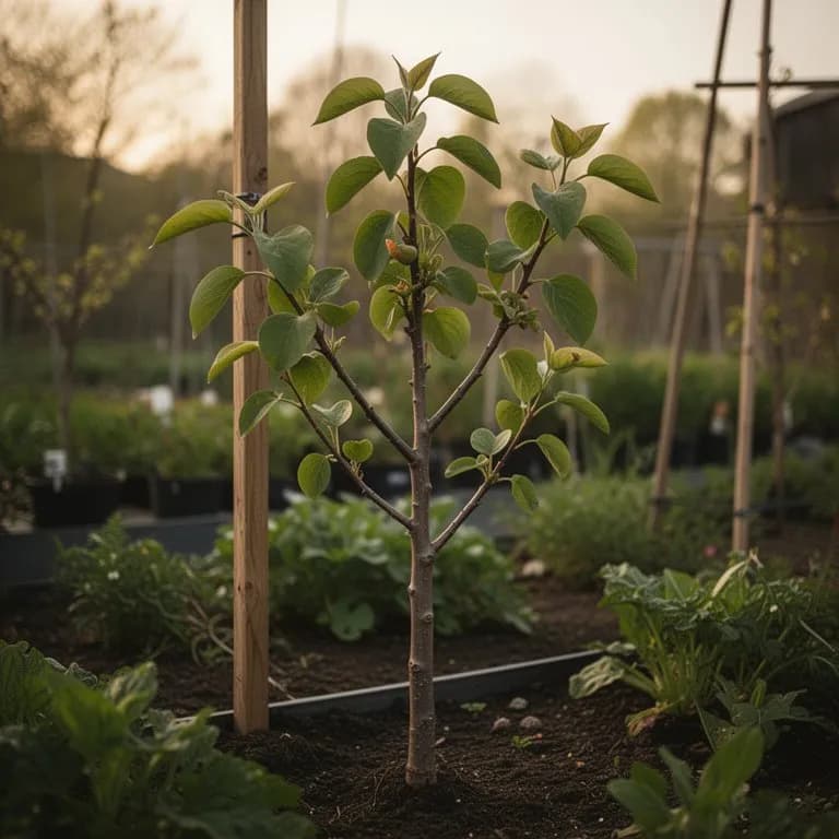 Kakibaum mit leuchtend rotem und orangefarbenem Herbstlaub