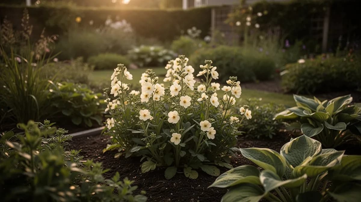 Gelenkblume in einer Staudenrabatte