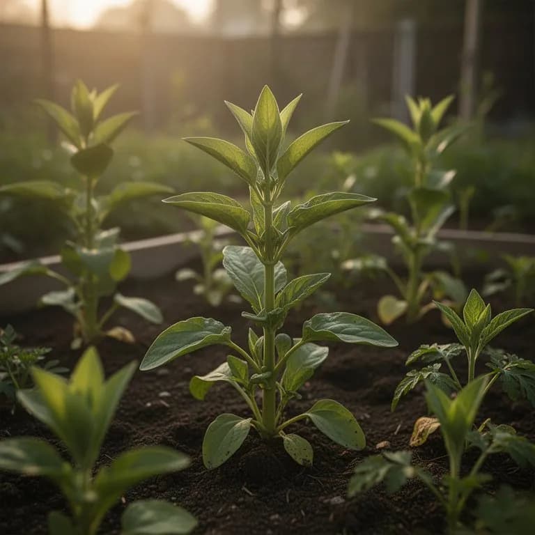 Dichtes, lanzettliches Laub der Gelenkblume