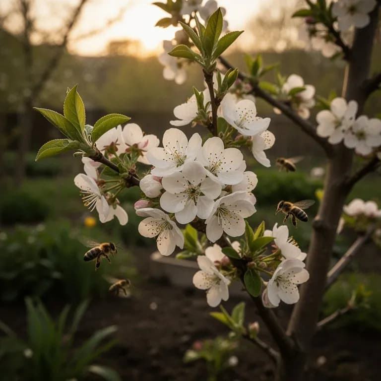 Plumcot-Baumzweige mit blassrosa Blüten im zeitigen Frühjahr