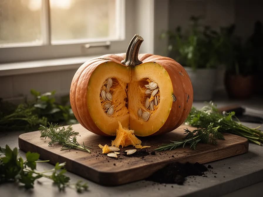 A classic carved Jack-o-Lantern pumpkin glowing with a candle inside on a doorstep