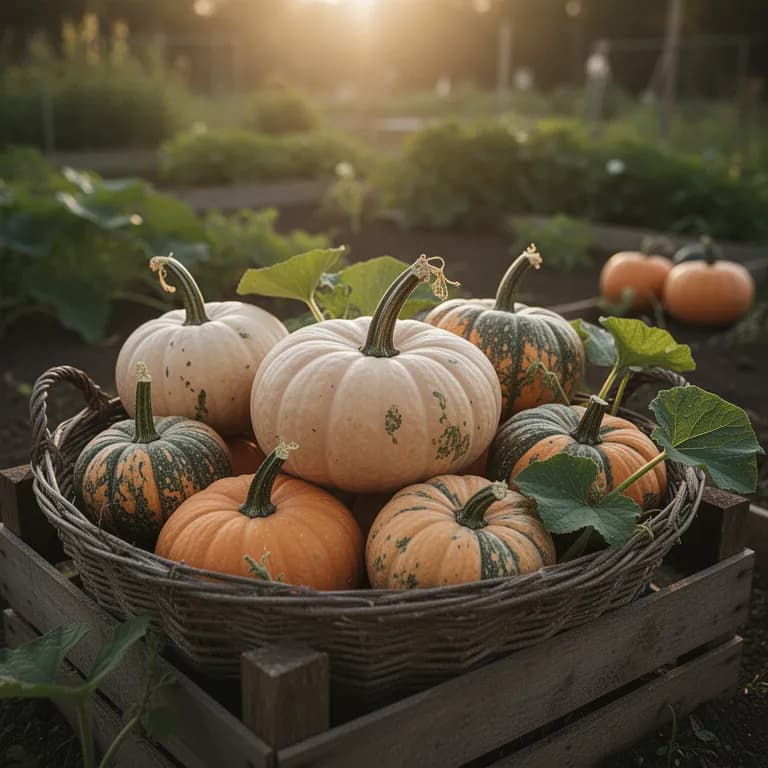 Ripe orange Jack-o-Lantern pumpkins sitting in a garden ready for harvest