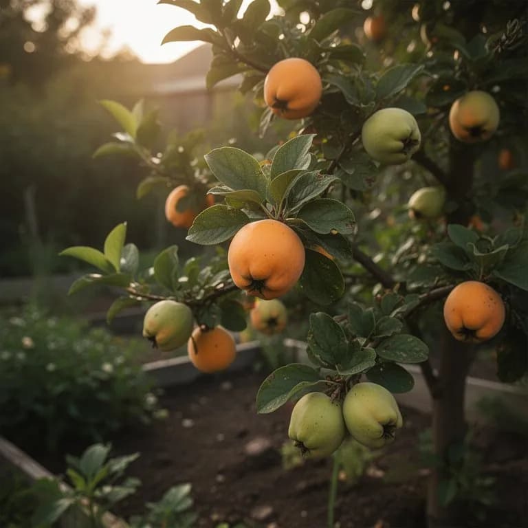 Gärtner beim Formen eines Orangenquittenbaums mit Winterschnitt