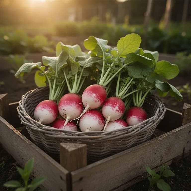 Freshly pulled Easter Egg radishes in purple, red, pink, and white arranged on a wooden cutting board