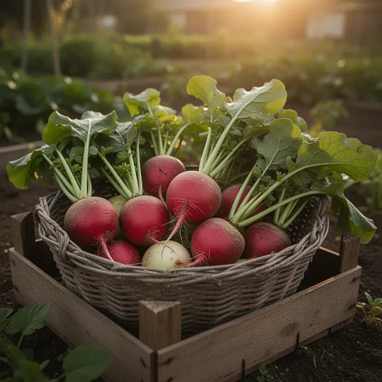 Frisch geerntete Wassermelonen-Radieschen mit grüner Außenhaut