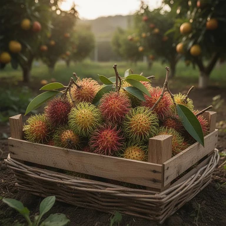 Rambután pelado que muestra pulpa blanca, translúcida y jugosa alrededor de una semilla central