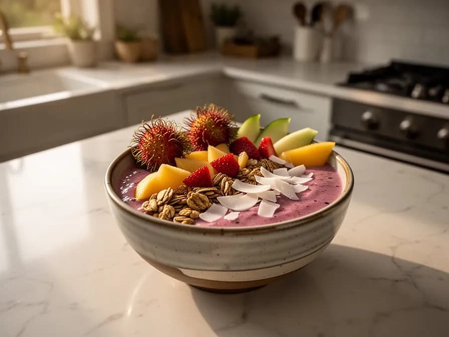 Pudín de chía con rambután y coco