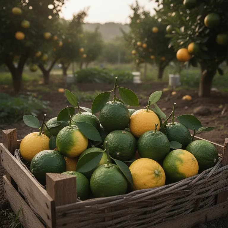Primer plano de un fruto de limón Rangpur mostrando la corteza anaranjada distintiva y el interior segmentado