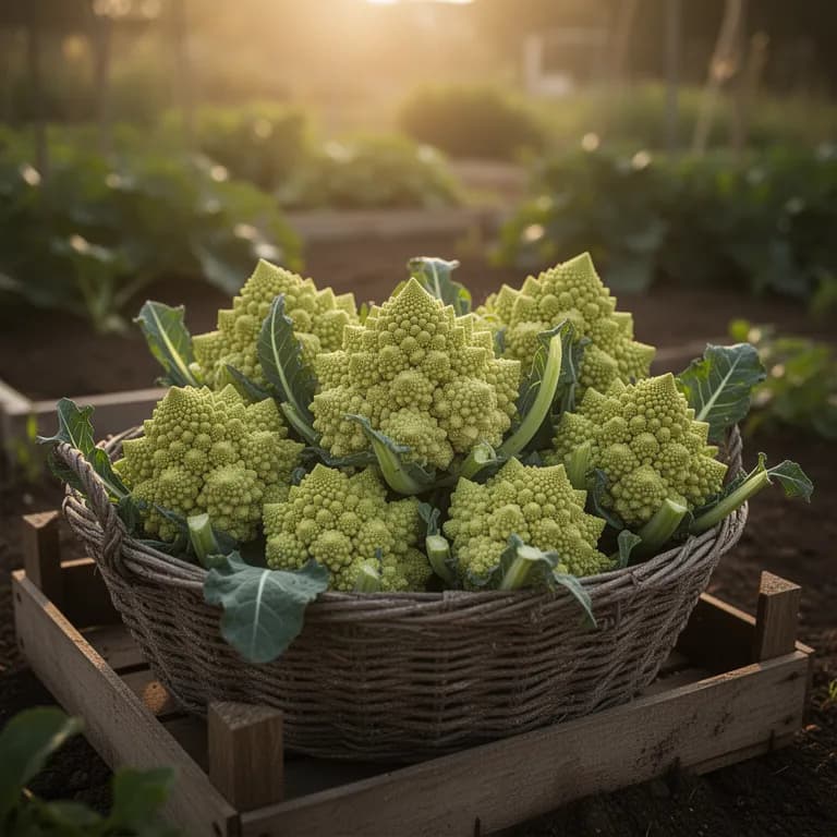 Freshly harvested romanesco head showing perfect lime-green fractal spirals
