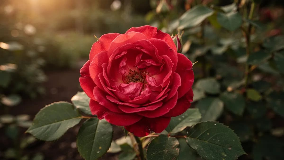 Jardinero podando un arbusto de rosa David Austin a finales del invierno