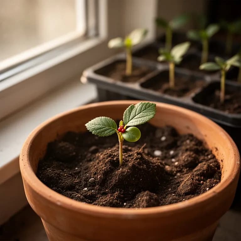 Young rowan seedling with delicate compound leaves