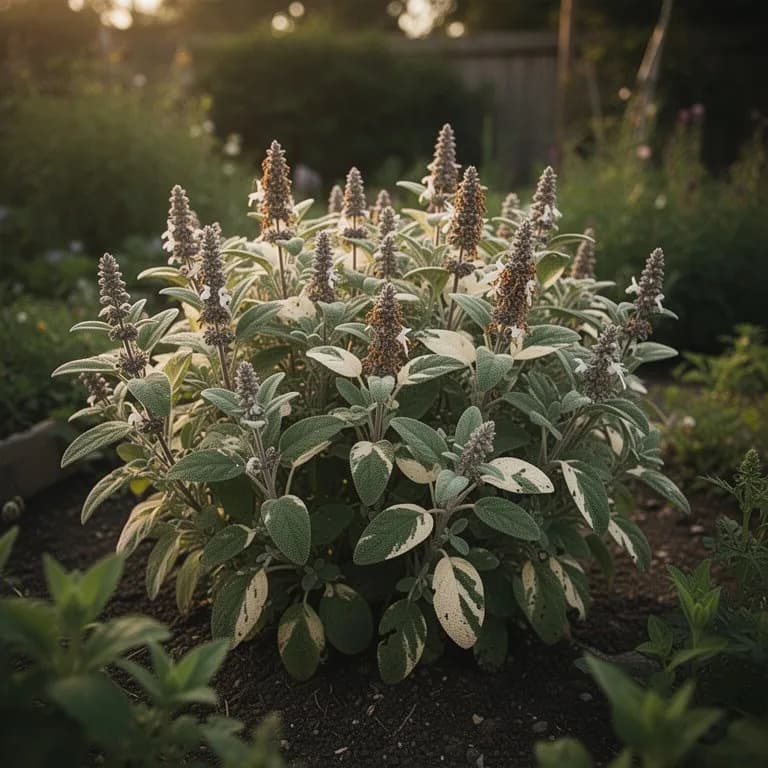 Mata madura de salvia tricolor con variegación completa