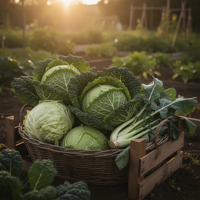 Mature savoy cabbage head ready for harvest