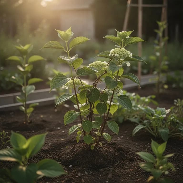 Schizophragma hydrangeoides Sorte Moonlight mit silbrig-blauem Laub und dunkelgrüner Aderung