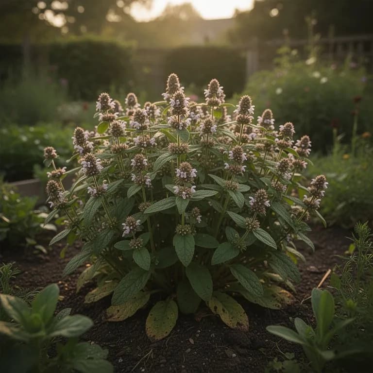 Planta madura de autocuración con espigas florales púrpuras