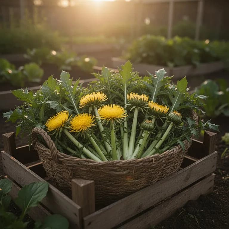 Freshly harvested bundle of shungiku greens with tender stems and aromatic leaves