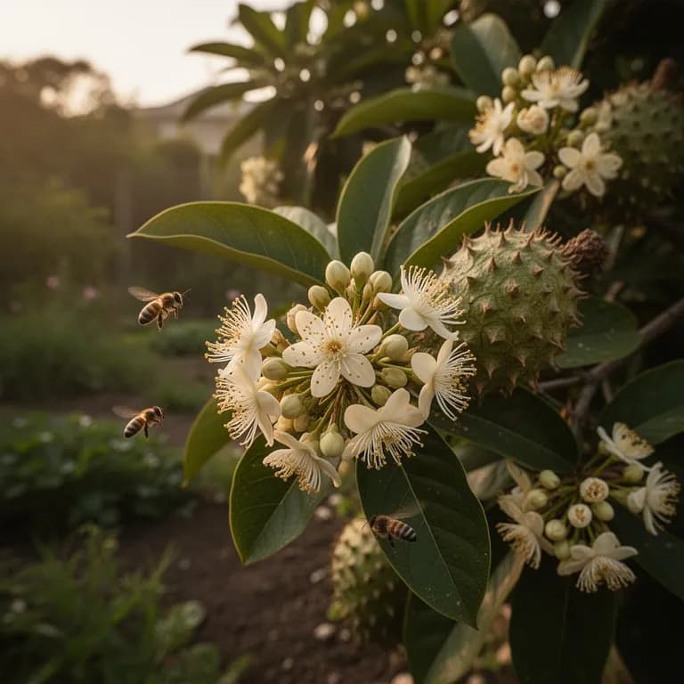Flores del árbol de guanábana