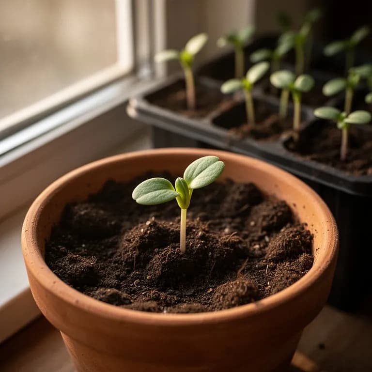 Young sparaxis shoots emerging through well-drained soil in early spring