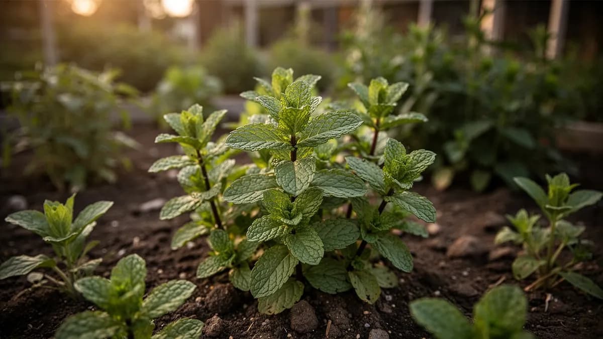 Un refrescante cóctel mojito adornado con ramitas frescas de hierbabuena y rodajas de lima