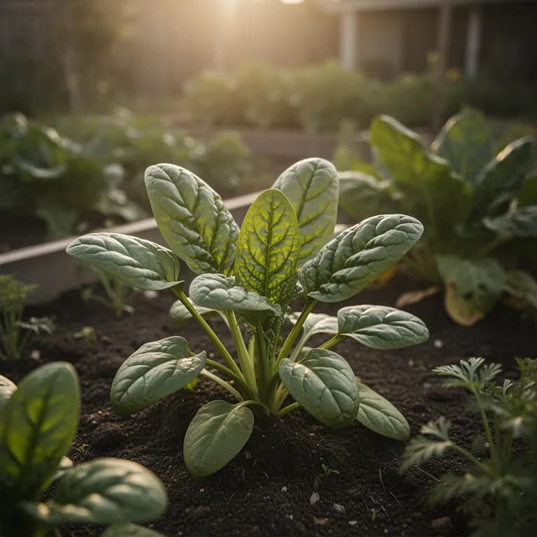 Close-up of thick triangular New Zealand spinach leaves