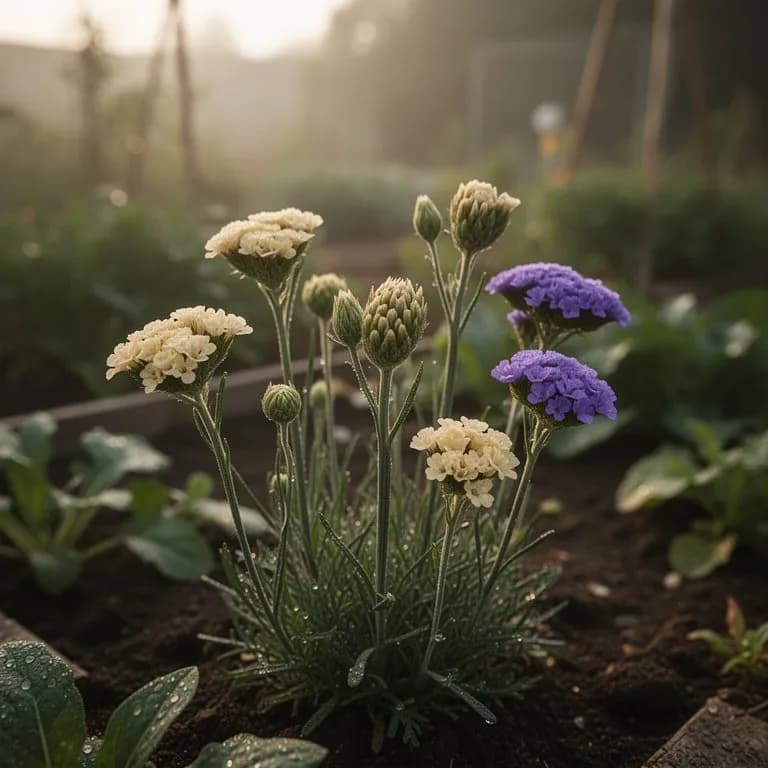 Violette Statice-Blüten in voller Blüte