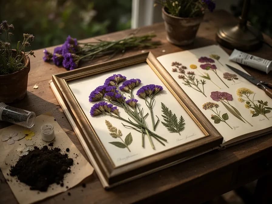 Klassischer Trockenblumen-Statice-Kranz