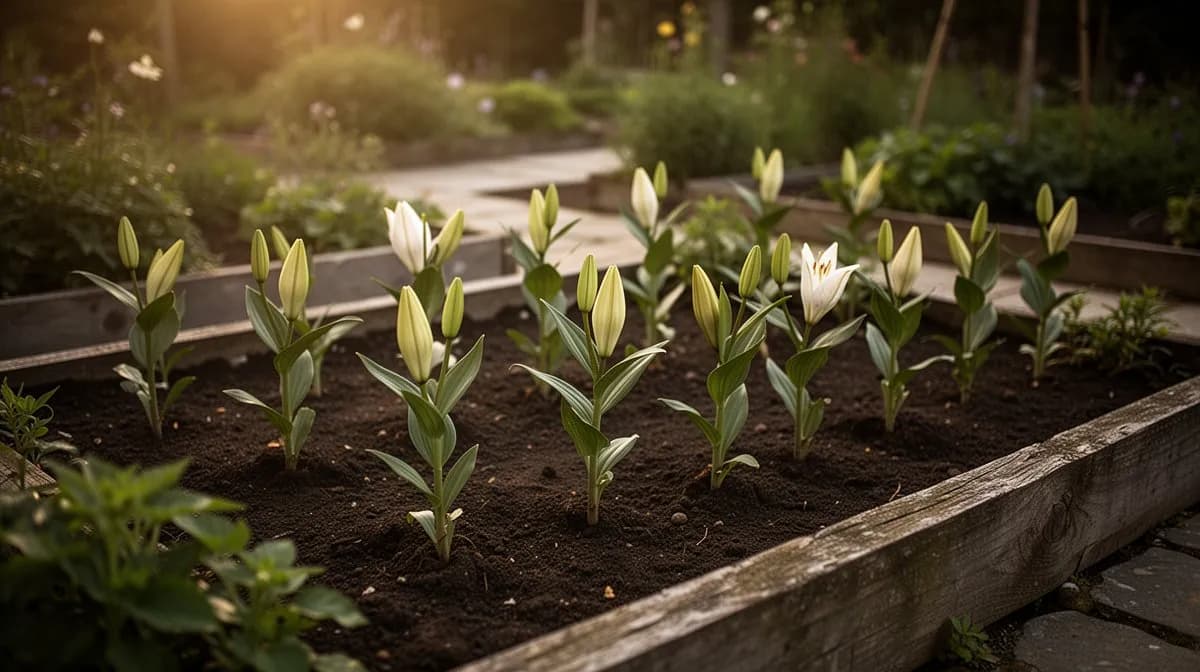 Lilienzwiebeln werden in der richtigen Tiefe in gut durchlässigen Gartenboden gepflanzt