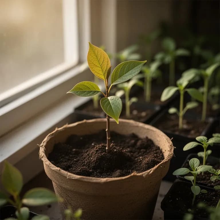 Cápsulas de semillas leñosas de Stewartia pseudocamellia abriéndose en otoño para liberar pequeñas semillas