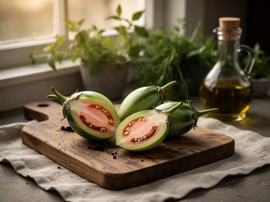 Ausgewachsener Tamarillo-Baum voller Früchte in einem subtropischen Garten