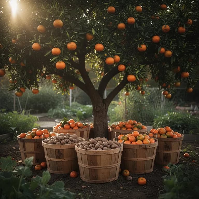 Mandarinas tornándose de verde a naranja brillante en la rama