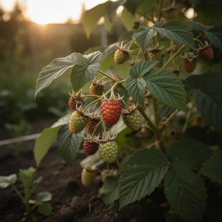 Taybeeren-Ruten, die über einen dekorativen Gartenbogen mit Laub und Früchten aufgeleitet sind