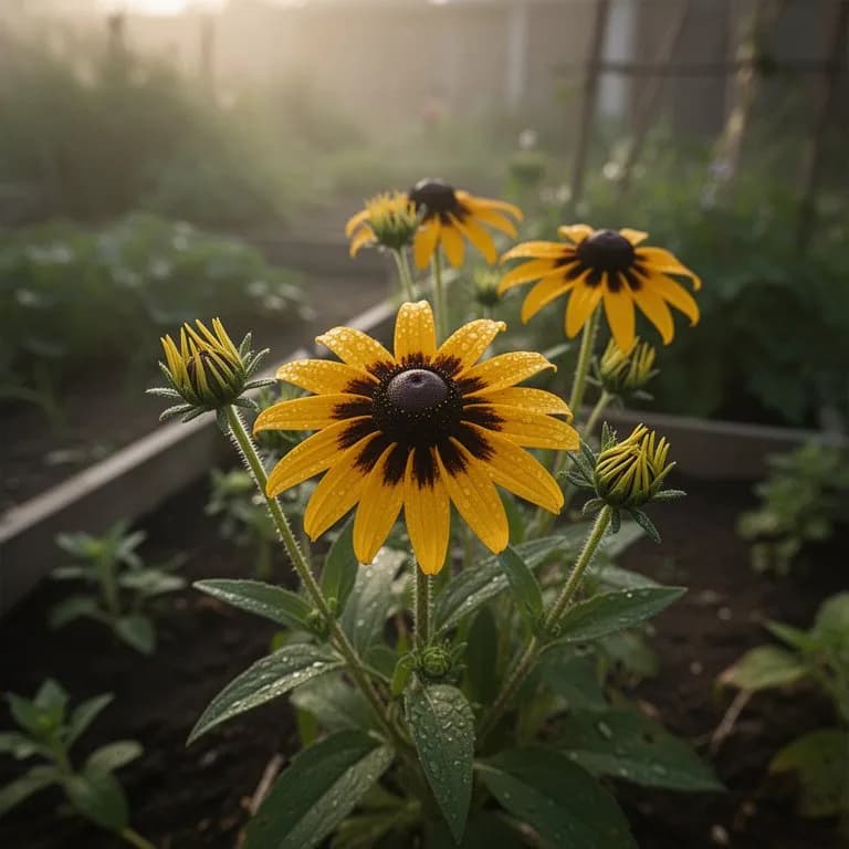 Nahaufnahme einer leuchtend orangefarbenen Thunbergia alata Blüte mit dunklem Zentrum