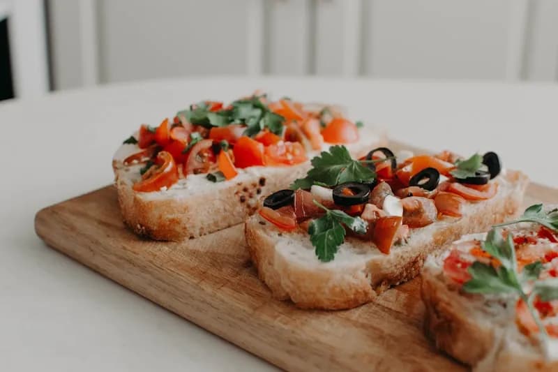 Classic tomato bruschetta on toasted bread