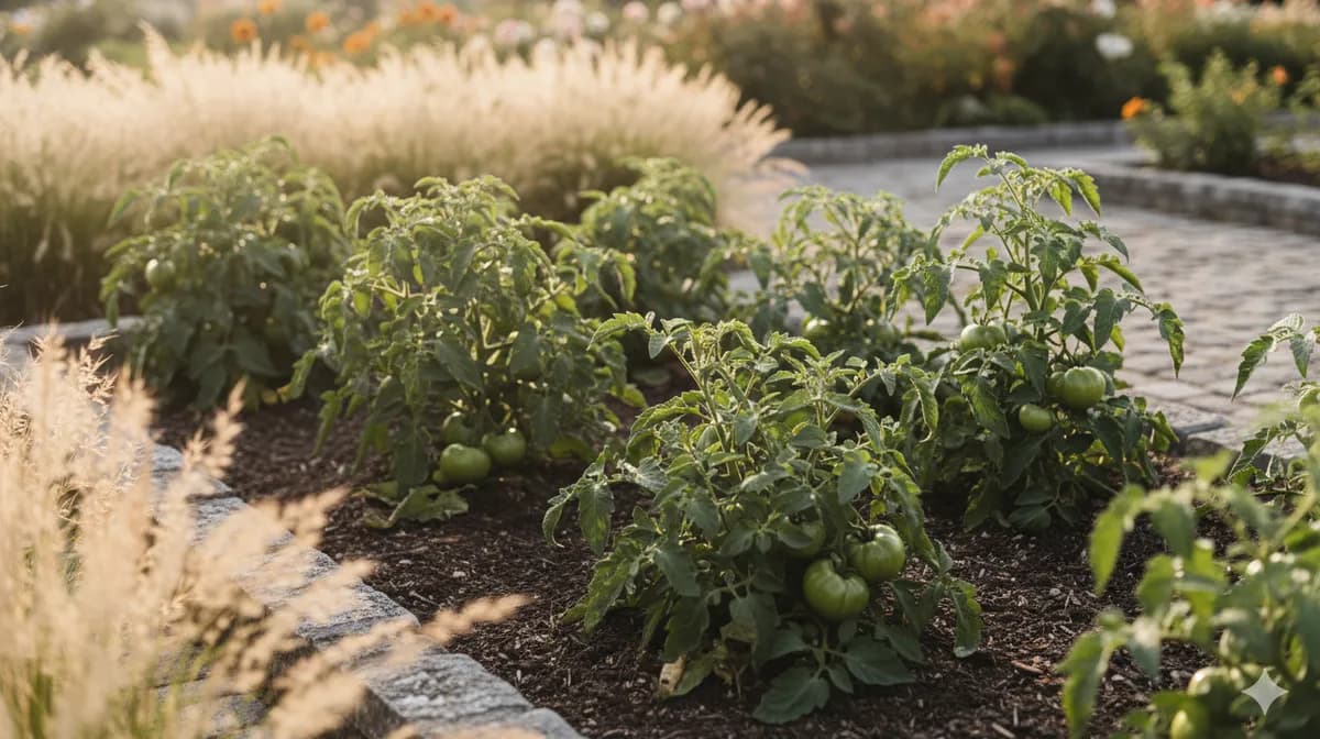 Aunt Ruby's German Green tomato plant growing in a sunny bed