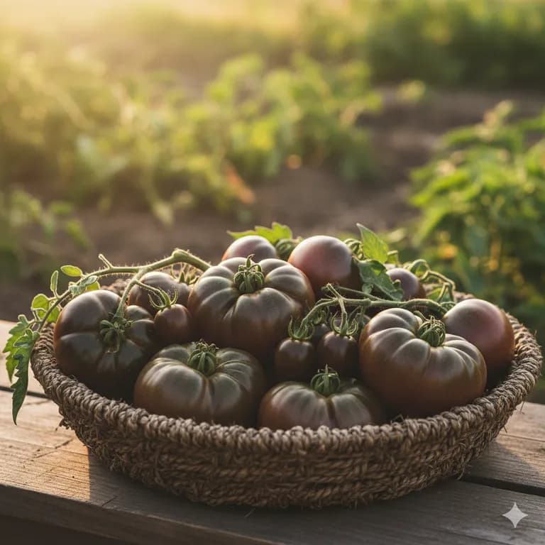 Black Krim tomatoes ready to harvest