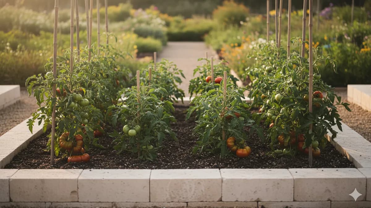Costoluto Fiorentino tomato plant growing in a sunny bed
