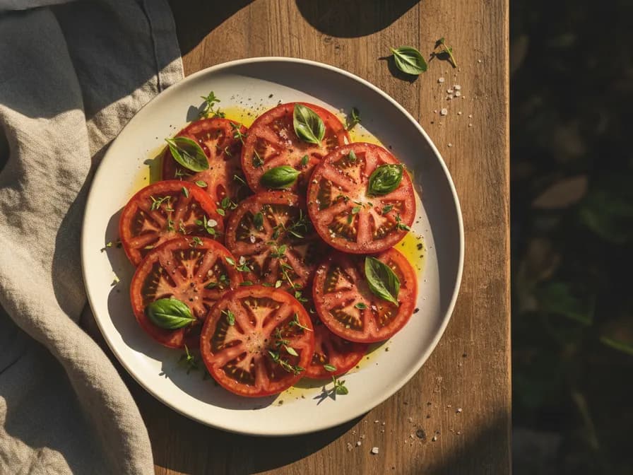 Costoluto Fiorentino tomato prepared for a simple tomato dish
