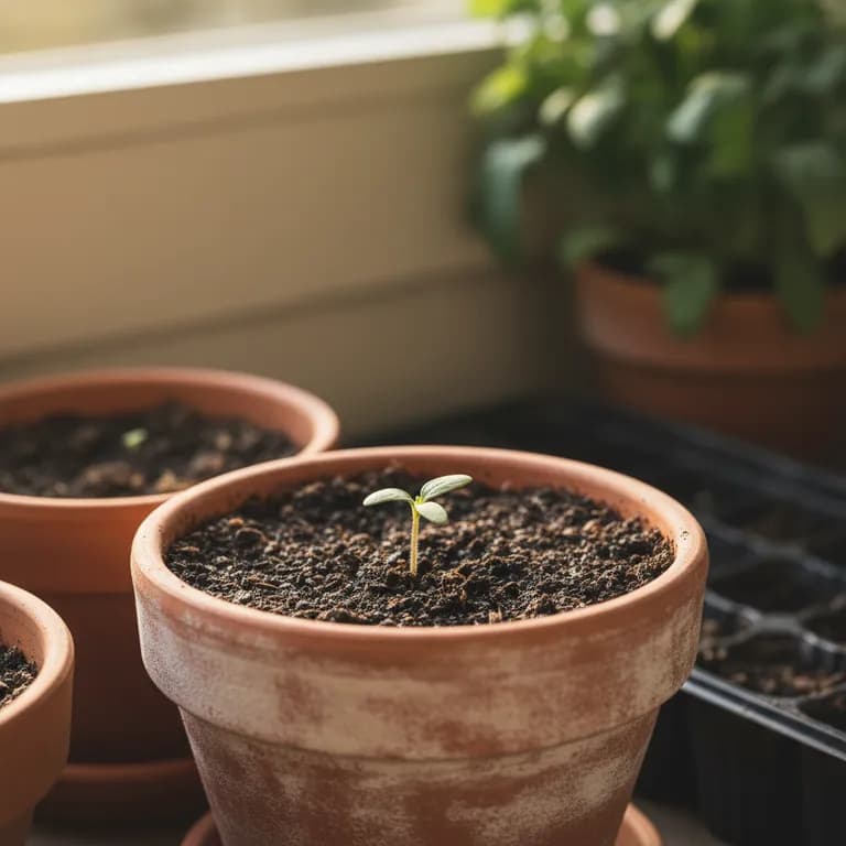 Costoluto Fiorentino tomato seedling with young true leaves