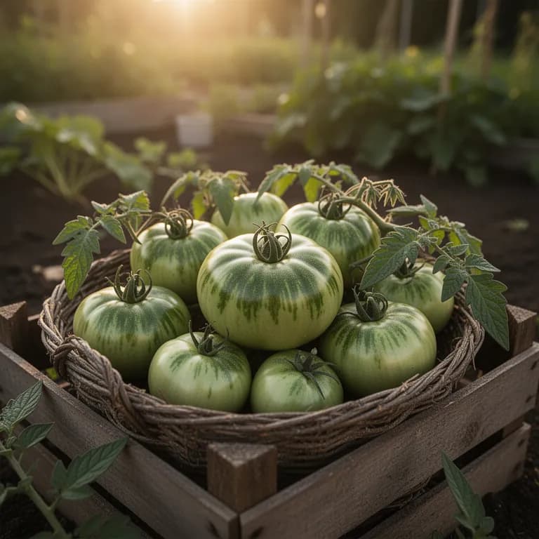 Reife Green Zebra Tomaten mit gelbgrüner Schale und leuchtend smaragdgrünen Streifen