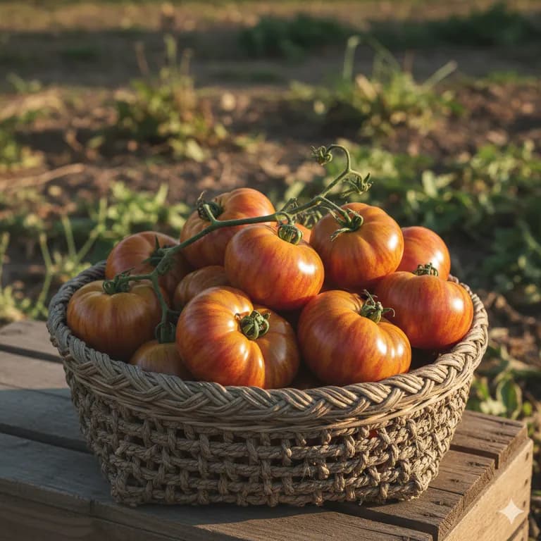 Striped German tomatoes ready to harvest