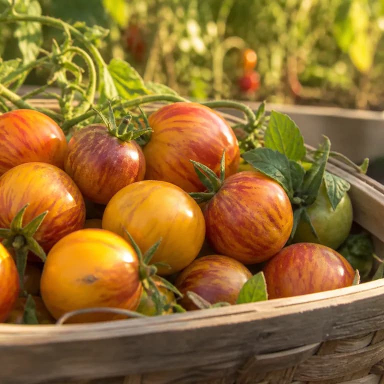 Sunrise Bumble Bee tomatoes ready to harvest