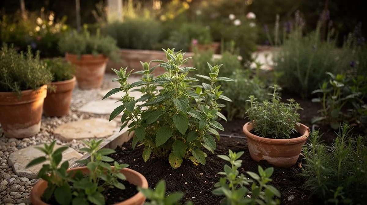 Parakresse wächst neben Basilikum und Paprika in einem Hochbeet