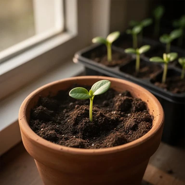 Junge Sternjasminpflanze mit glänzend dunkelgrünen Blättern